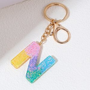 Cute Letter Key Chain for Women, Initial Letter Keychains, Backpack Charms, Colorful N