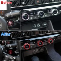 CKE Compatible with Honda Civic Accord CR-V HR-V 2026 2025 2024 2023 Accessories Car Center Console Cover AC Knob Engine Start Cover Rings for 11th Gen Civic -Red - Image 2