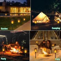 IkeeRuic Solar Lights Outdoor, Solar Torch Light with Flickering Flame for Halloween Decor, Solar Garden Lights, Waterproof Outdoor Lighting, Flame Torches for Outside Patio Pathway Yard Decorations - Image 2