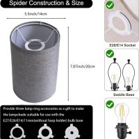 Cloth Lamp Shade Round lamp shade Natural Linen Lamp Cover Small Table Lamp Cover for decorate Table Lamp and Floor Lamp (Light Grey Round) - Image 2