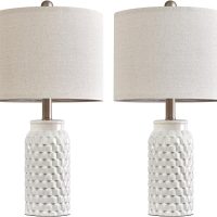 20.5" White Modern Ceramic Bedside Lamp Set of 2 for Bedroom Decor Farmhouse Table Lamp for Living Room Office Dorm - Image 9