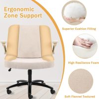 Criss Cross Chair with Arms, Plus Size Cross Legged Desk Chair with Flexible Back Cushion, Adjustable Arm Rest, Extra Wide Seat, 350lbs Fabric Home Office Chair with Castors and Bell Glides - Image 7