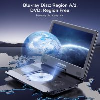 15.6" Portable Blu Ray Player with 13.3'' 1080P Screen Rechargeable Battery Support HDMI Input & HDMI Output, Sync Screen, AV Out & in, Dolby Audio, Last Memory, USB/SD Card (Black) - Image 4