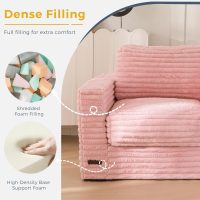 MAXYOYO Giant Bean Bag Chair for Adults, Upholstered Floor Sofa with Pillows and Armrests, Large Bean Bag Sofa Plush Chair Bean Bag Couch for Bedroom Living Room, Pink - Image 5