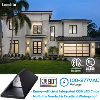 LEONLITE Dimmable LED Up Down Wall Light, 100-277V, CRI 90+, UL Listed IP65 Waterproof, 10%-100% Dimmable for Commercial Outdoor, 14 Inch Modern Porch Light, 1200LM 3000K, Pack of 2 - Image 7