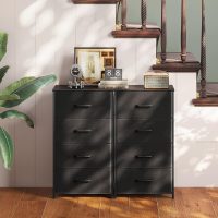 AODK Dresser for Bedroom with 4 Storage Drawers, Small Dressers Chest of Drawers Fabric Dresser with Sturdy Steel Frame, Black - Image 7