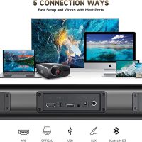 Sound Bar Speakers Bluetooth Wireless, TV Speakers Sound Bar Subwoofer, Home Theater Surround Sound Bar HDMI(ARC) Optical AUX USB 2.1ch Home Audio Sound System TV PC Wall Mount, Ebblack - Image 2