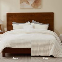 BEDELITE Fleece Queen Comforter Set -Super Soft & Warm Fluffy Cream White Bedding, Luxury Fuzzy Heavy Bed Set for Winter with 2 Pillow Cases - Image 2