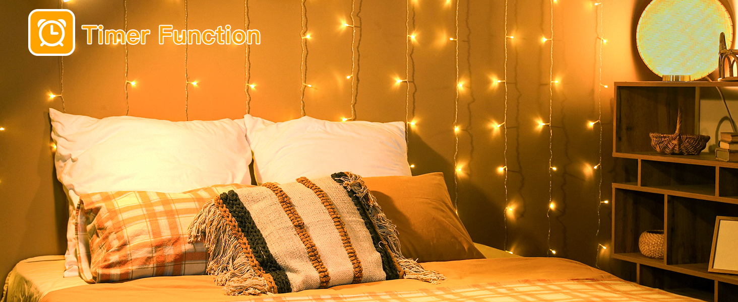 warm white curtain lights