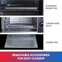 Total Chef Toaster Oven - 4 Slice Toaster Compact Size Conventional Countertop Kitchen Appliance Pequeños Tostador Horno Toast Bread Slices, Bagels, Bake, Pizza, Broil, Black - Image 4
