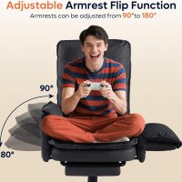 Bestier Cross Legged Office Chair with Footrest, High Back Criss Cross Chair with Reversible Armrests and Wheels, Big and Tall Reclining Office Chair for Home (Black, PU Leather) - Image 3