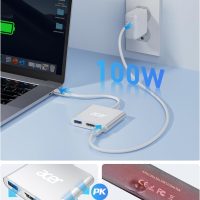 Acer USB C to HDMI Adapter, 4K USB C Hub with 100W PD, USBA 3.0 Port, HDMI to USBC Multiport Digital AV Converter for MacBook Pro/Air, iPad, Tablets, Switch, TV, Monitor and More (Silver) - Image 4