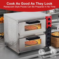 CROSSON ETL listed Commercial Double Deck 16 inch Countertop Electric Pizza Oven with pizza stone, Multipurpose Indoor Pizza oven for Restaurant use,120V/3200W - Image 3
