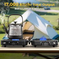 2 Burner Portable Camping Stove Propane, Folding Propane Stove for Camping, Camp Stove with 17,000 BTU,Two Adjustable Burners Gas Camping Stove with Carrying Bag for Outdoor Cooking,BBQ - Image 3