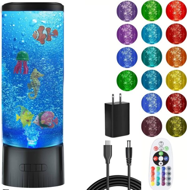 Sensory Bubble Tube Lamp for Autism & Anxiety Relief -Calming Water Bubble Table Light with Color Changing Fake Aquarium Effect, Ideal for Kids Room, Therapy Office, Nursery Home