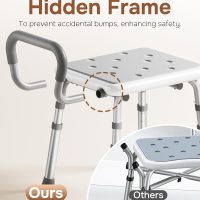 Shower Chair for Inside Shower with Arms and Back, Height Adjustable Shower Chair for Elderly and Disabled with Enhanced Non-Slip Feet, 400 lbs Heavy Duty Shower Seat for Seniors - Image 4