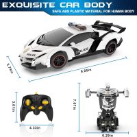 FDJ Remote Control Car - Transform Toys Car Robot, One Button Deformation to Robot with Flashing Light, 2.4Ghz 1:18 Scale Transforming Police Car Kids Toys with 360 Degree Rotating, Girls Boys Toys - Image 7