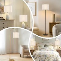 White Linen Small Drum Lampshade, 8.66" Top x 8.66" Bottom x 7.87" High Lamp Shade, Lamp Shade Replacement for Table and Floor Lamps, Pendant Light，Handcrafted Lampshade，Easy Assembly - Image 5