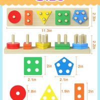 Montessori Toys for 1 2 3 Year Old Boy Girl, Toys for Ages 2-4 Toddlers Kids Baby, 1 2 Year Old Birthday Gifts, Wooden Learning Puzzles Shape Sorter Toy for Toddlers 1-3 - Image 6