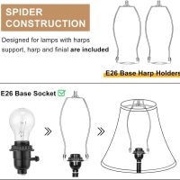 Bell Lamp Shades Set of 2, 6"Top x 13"Bottom x 10"High, Beige Shade Replacement for Table Lamps, Floor Lamps, Fabric Natural Linen Hand Crafted(Spider Fitter), Harp Holders Included, Assembly Required - Image 3