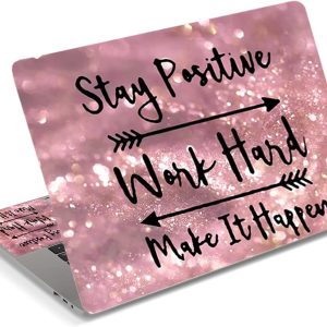 DINKY Laptop Skin Sticker Decal, 12" 13" 13.3" 14" 15" 15.4" 15.6 inch Laptop Universal Reusable Vinyl Skin Stickers Cover Art Decal Notebook PC Personalized Protector (Pink Letters)