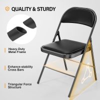 VINGLI 10 Pack Folding Chairs with Padded Seats, Metal Frame with Pu Leather Seat & Back, Capacity 350 lbs, Black - Image 5