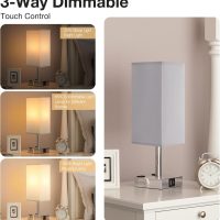 【Upgraded】Bedside Table Lamp Touch Control, with USB C+A Charging Ports & Dual AC Outlets, 3-Way Nightstand Lamp for Bedroom with LampShade Living Room Office(LED Dimmable Bulb Included) - Image 2