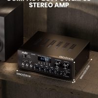 Moukey Stereo Receivers with Bluetooth 5.0, 400W 2.0 Channel Power Audio Amplifier Stereo System w/USB, SD, AUX, RCA, MIC in w/Echo, LED for Karaoke, Home Theater Speakers - MAMP1 - Image 6
