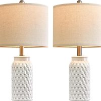20.5" White Modern Ceramic Bedside Lamp Set of 2 for Bedroom Decor Farmhouse Table Lamp for Living Room Office Dorm - Image 8