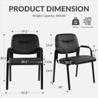 Waiting Room Chairs No Wheels Set of 4, Leather Stationary Office Reception Guest Chair with Padded Arms for Elderly Desk Conference Room Lobby Table Side Salon - Image 3