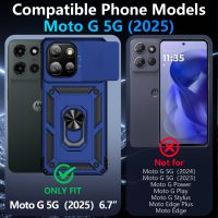 Taisairu for Motorola Moto G 5G 2025 Case with Screen Protector & Slide Camera Lens Cover, Built-in 360°Rotate Magnetic Ring Stand Shockproof Protective Phone Case for Moto G 2025 Case (Blue) - Image 9