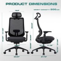 COLAMY Ergonomic Mesh Office Chair,High Back Computer Executive Desk Chair,Lumbar Support with Adjustable Headrest and 4D Arms, Slide Seat, Tilt Lock-Black - Image 3