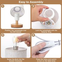 Small Table Lamp for Bedroom - Inline Control, Bedside Lamp with 3000K A15 LED Blub, Easy Assembly (Cream Shade - Wood Base, 9" Inline Control) - Image 8