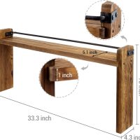MyGift 33 Inch Stove Top Spice Rack - Deluxe Rustic Burnt Solid Wood and Industrial Black Metal Space Saving Over The Stovetop Range Storage Display Shelf - Image 5