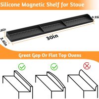 30 Inch Silicone Stove Top Shelf Magnetic for Kitchen Gadgets, Soft Flexible Strong Magnetic Heat Resistant Spice Rack Kitchen Organizer for Over Stove - Image 2