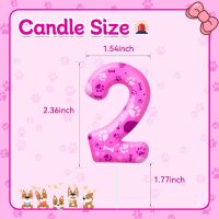 Number 2 Pink Purple Dog Paw Birthday Candles Cake Topper Numeral Birthday Candles for Boy Girl Dog Paw Decoration(Number 2, Pink,Purple) - Image 2