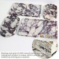 Real Luxurious Natural Marble Vanity Tray Genuine Marble Storage Tray for Home Decor Stone Tray for Bathroom/Kitchen/Vanity/Dresser Non-Resin/Non-Ceramic/Viola Oval Set - Image 3
