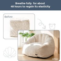 MAXYOYO Giant Bean Bag Chair, Oversized Bean Bag Couch for Adults and Kids, Faux Fur Shell-Shaped Large Chair with Filler, Stuffed Big Accent Sofa Lounge Floor Sofa for Gaming, Reading, Beige - Image 5