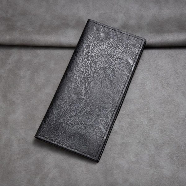 Long Wallet Soft Durable PU Card Bag Multiple Slots Card Holder Men(Black)