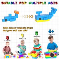 54 PCS Magnetic Blocks, Magnetic Building Blocks for Toddlers 3+, Montessori Toys, Magnet Cubes, Preschool STEM Educational Sensory Magnet Toys for Kids Ages 3-5 Year Old Boys and Girls - Image 2
