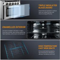 AMZCHEF RV Gas Range 17 Inches Tall, 1.24 Cu.Ft Propane Range Oven with 3 Burners Stove for RV, Apartment, Mobile Home, Stainless Steel. - Image 5