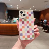 Compatible with iPhone 15 Case Cute Checkered Pattern Design for Girls Women, Soft Silicone Shockproof Protective Designed for iPhone 15 Case-Colorful - Image 2