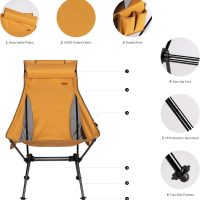 TOBTOS High Back Camping Chair, Lightweight Folding Chair with Head Support, Compact Chair with Carry Bag for Outdoor Camp, Hiking, Backpacking (Yellow) - Image 4