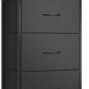 AODK Dresser for Bedroom Nightstand Small Dressers Chest of Drawers End Table for Living Room, Closet Dresser with 3 Storage Drawers Organizer Clothes, Black