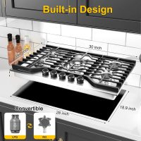 30 Inch Gas Cooktop Stovetop with 5 Italy SABAF Burners 39400BTU, 0.6mm Stainless Steel,Heavy-Duty Cast Iron Grate,Dual Fuel LPG/NG,Leakage Protection - Image 5