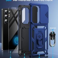 Taisairu for Samsung Galaxy S25 Ultra Case with Screen Protector & Slide Camera Lens Cover, Built-in Magnetic Ring Stand Shockproof Protective Phone Case for Samsung S25 Ultra Case (Blue) - Image 2