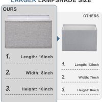 Rectangular Lamp Shades Set of 2, 16"L x 8"W x 10"H Large Lamp Shade, Gray Lampshades for Floor Lamps Table Lamps, Natural Linen Hand Crafted, Spider, Harp Holders Included, Easy Assembly Required - Image 3