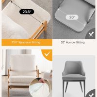 Mid Century Modern Accent Chairs for Living Room, 23” Wide Comfy Chair for Bedroom, Small Cozy Sherpa Reading Chairs for Adults, 108° Lounge Arm Chair with Detachable Cover, 5.5" Foam Cushion - Image 3