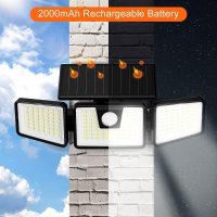 INCX Solar Lights Outdoor Waterproof, 3000 LM 156 LED Motion Sensor Outdoor Lights, 3 Heads Solar Powered Security Flood Light Motion Detected Spotlight for Patio Garage Yard Entryways, 2 Pack Black - Image 5