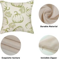 Fall Pillow Covers 18x18 Sage Green Pumpkin Decor Throw Pillows Case for Couch Maple Leaves Autumn Harvest Thanksgiving Farmhouse Indoor Outdoor Decorative Cushion Cases for Sofa Bed Set of 2 - Image 3